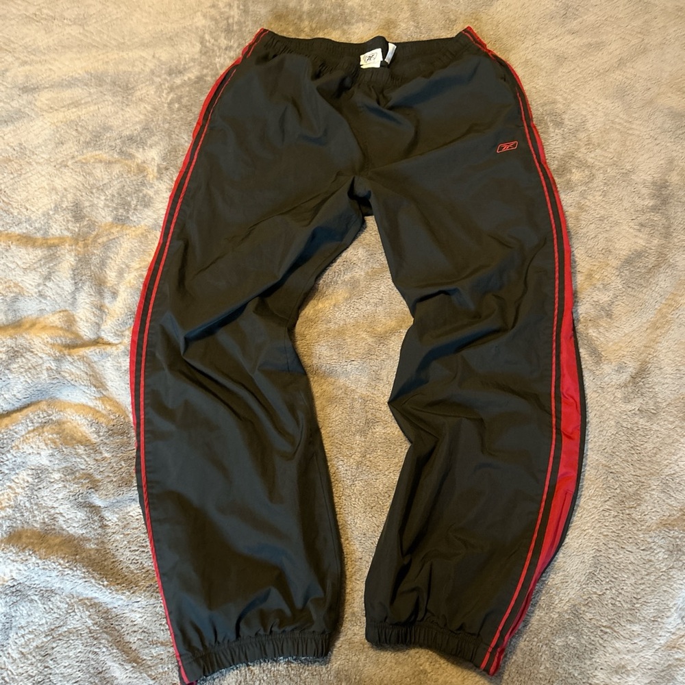 Reebok baggy vintage red and black track pants